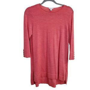 J Jill Women Merino Wool Sweater Small Rose Lightweight Tunic Office Lightweight